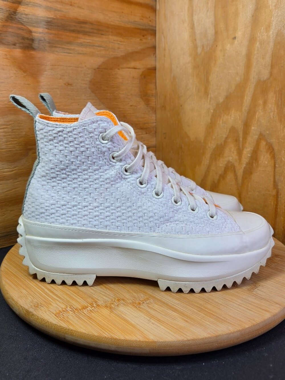 Converse Run Star Hike Womens White Quilted Platform Lift Sneakers Size 8